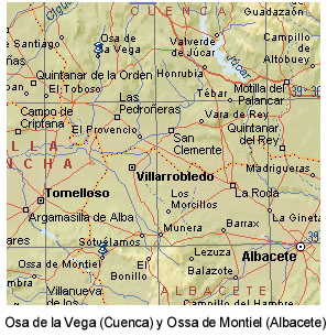 Osa de la Vega (Cuenca) y Ossa de Montiel (Albacete). Apenas 77 km separan ambas poblaciones.